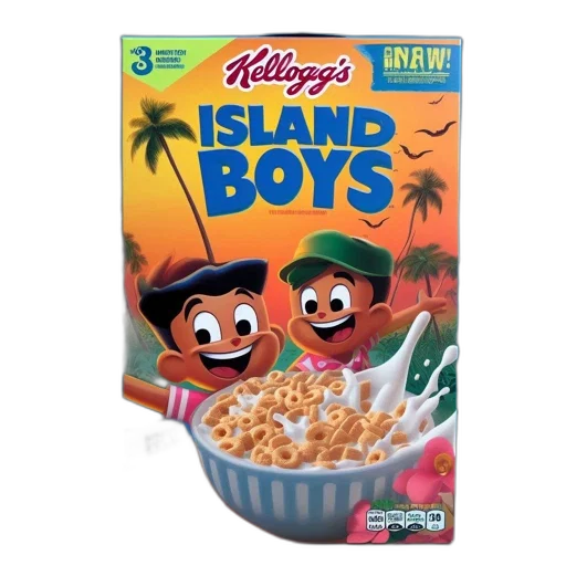 food, promotional, box, kellogg, island, boys, cereal, two transparent PNG cut-out