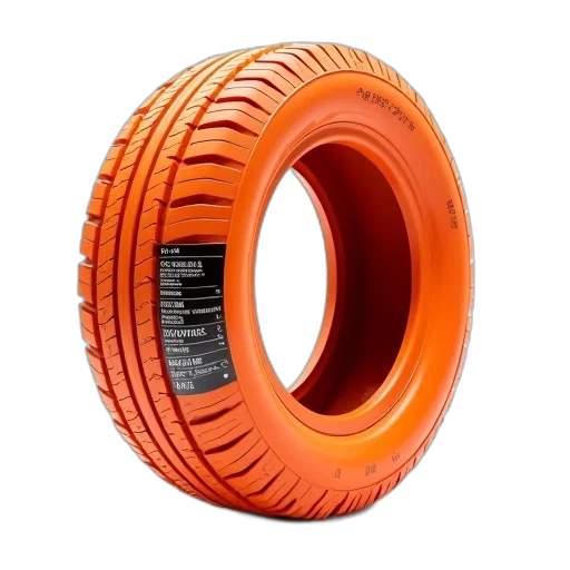 close-up, image, single, orange, rubber, tire, black, white transparent PNG cut-out