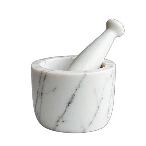 food, 3d render, white, marble, mortar, pestillaer, pestle transparent PNG cut-out
