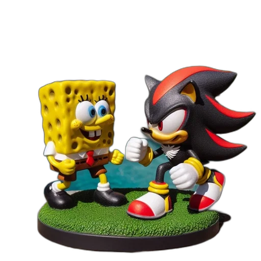 3d render, concept art, fire, spongebob, squarepants, shadow, hedgehog, figurines transparent PNG cut-out