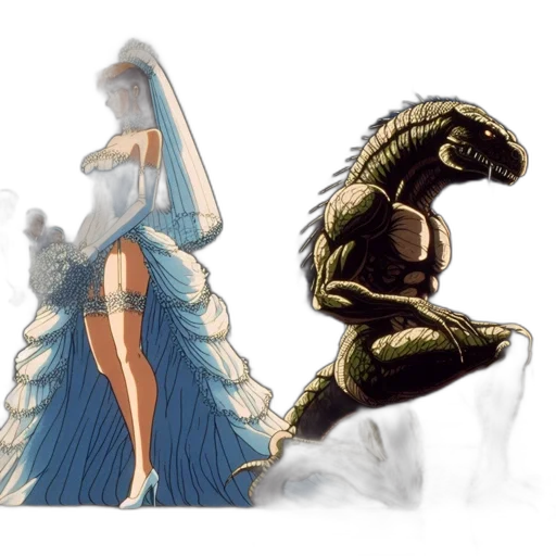 dress, dragon, concept art, fantasy art, pixel art, comic book art, blue, monochrome transparent PNG cut-out
