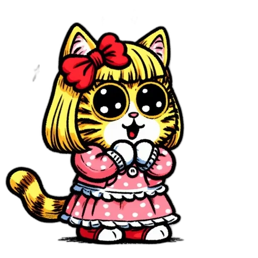 dress, staff, animal, cartoon, pixel art, anime, concept art, cat transparent PNG cut-out