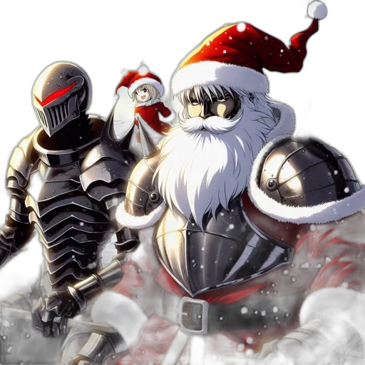 concept art, fantasy art, comic book art, pixel art, wintry, scene, santa, claus transparent PNG cut-out