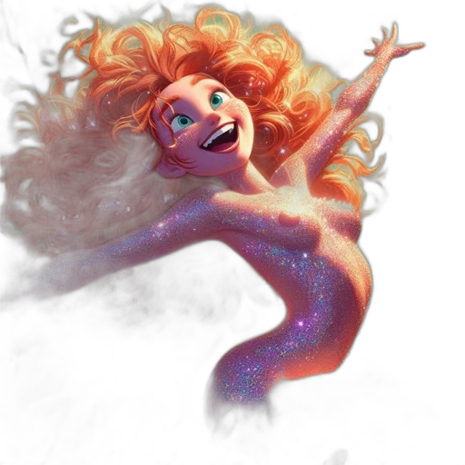 creature, hair, dress, concept art, fantasy art, comic book art, watercolor, underwater transparent PNG cut-out