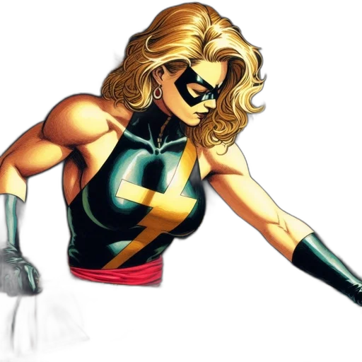 comic book art, concept art, cartoon, female, superhero, mask, black, yellow transparent PNG cut-out