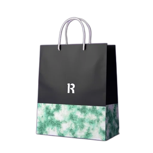 jewelry, photorealistic, 3d render, black, white, shopping, bag, green transparent PNG cut-out