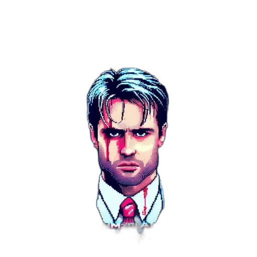 face, jacket, pixel art, comic book art, cartoon, vaporwave, pixel, art transparent PNG cut-out