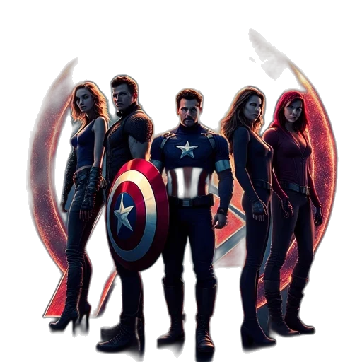 comic book art, concept art, pixel art, 3d render, dark, avengers, villains, logo transparent PNG cut-out