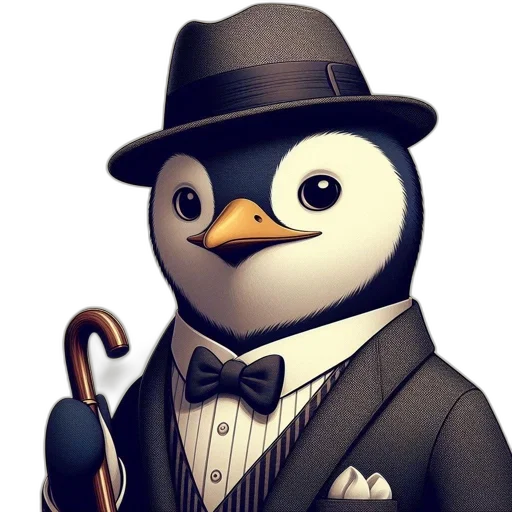 staff, hat, pixel art, cartoon, 3d render, concept art, anthropomorphized, penguin transparent PNG cut-out