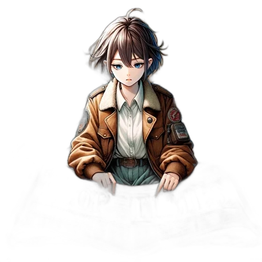 jacket, staff, creature, face, concept art, pixel art, anime, fantasy art transparent PNG cut-out