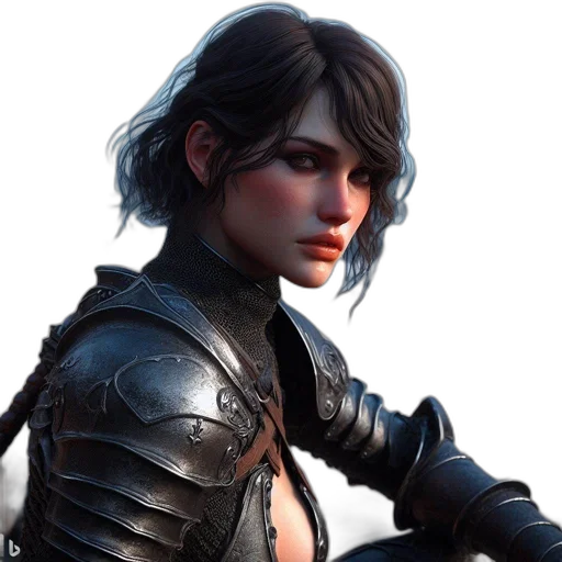 jacket, face, sword, weapon, concept art, fantasy art, photorealistic, 3d render transparent PNG cut-out