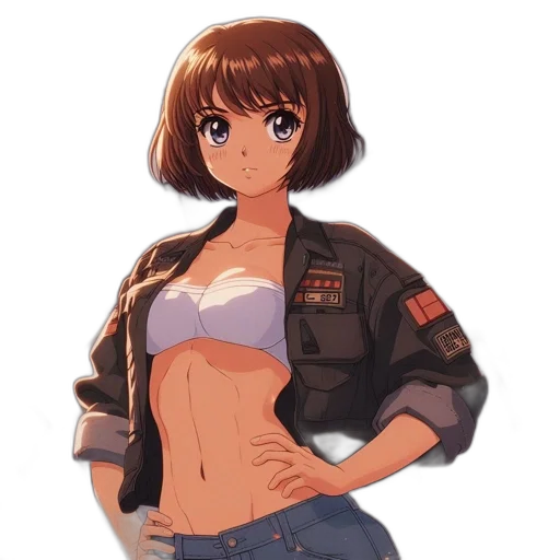 jacket, weapon, robot, dress, anime, concept art, pixel art, cartoon transparent PNG cut-out