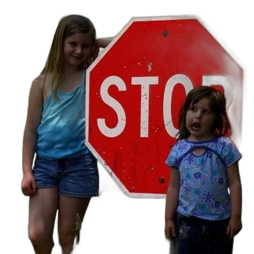 3d render, photorealistic, two, children, stand, next, large, stop transparent PNG cut-out