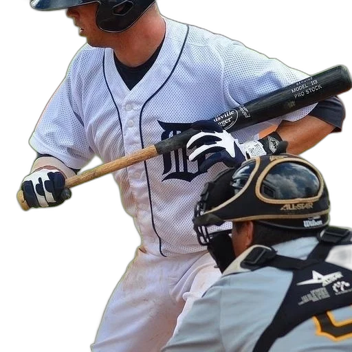 staff, weapon, animal, baseball, player, white, uniform, holds transparent PNG cut-out