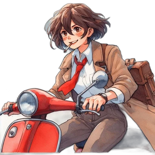 car, jacket, robot, weapon, watercolor, concept art, anime, cartoon transparent PNG cut-out