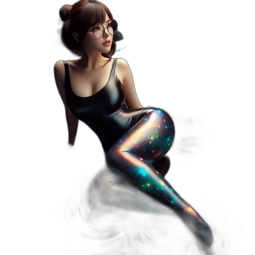 dress, concept art, fantasy art, comic book art, photorealistic, outer space, underwater, neon lights transparent PNG cut-out
