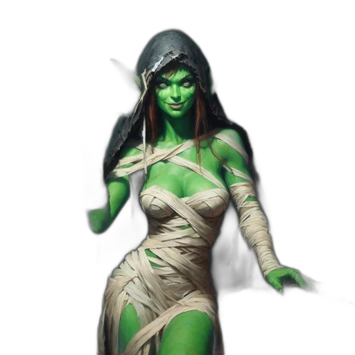 dress, fantasy art, concept art, comic book art, pixel art, green, elvish, goblin-like transparent PNG cut-out