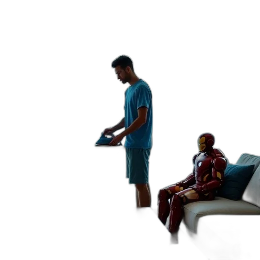 robot, furniture, staff, concept art, comic book art, 3d render, pixel art, outer space transparent PNG cut-out