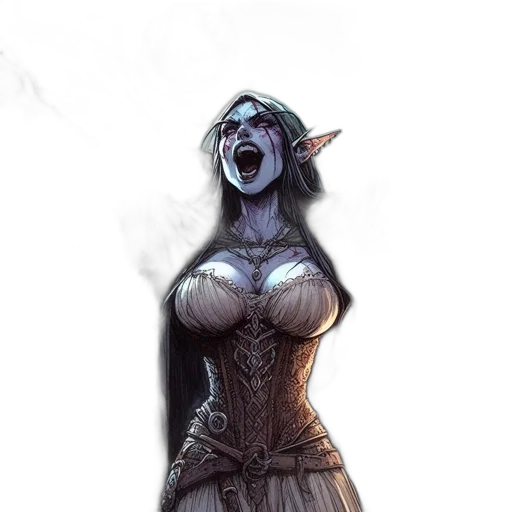 dress, face, fantasy art, concept art, comic book art, pixel art, dark, female transparent PNG cut-out