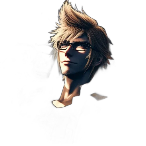 face, mask, staff, hair, concept art, 3d render, pixel art, photorealistic transparent PNG cut-out