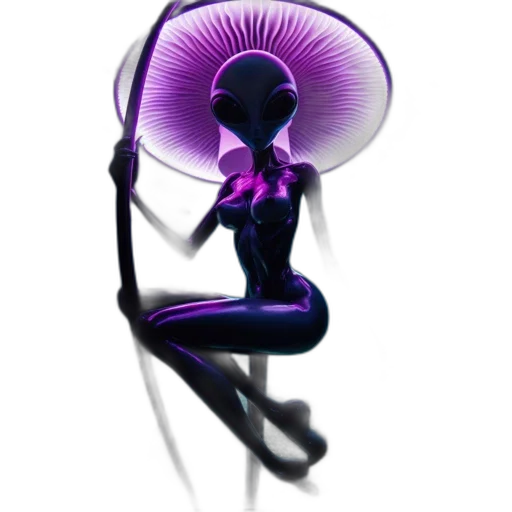 umbrella, flower, staff, creature, concept art, fantasy art, 3d render, cyberpunk transparent PNG cut-out
