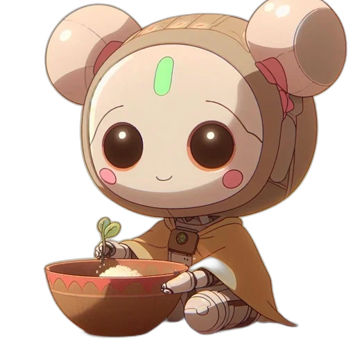 food, robot, staff, creature, concept art, anime, fantasy art, 3d render transparent PNG cut-out