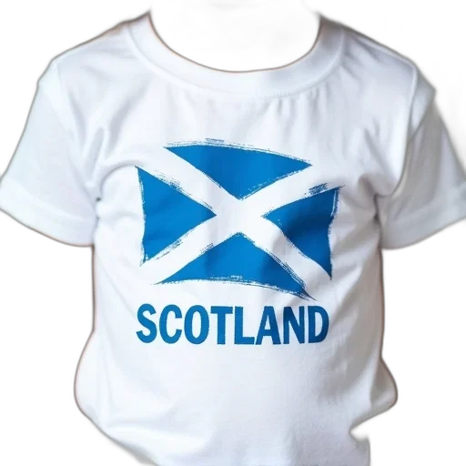 white, t-shirt, blue, scottish, flag, design, front, features transparent PNG cut-out