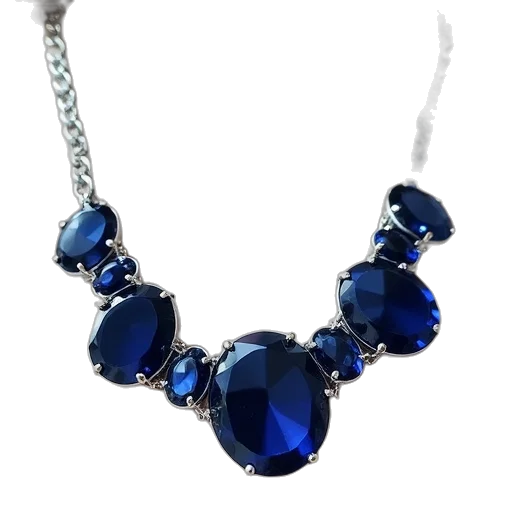jewelry, crown, blue, navy, chunk, necklace, silver, chain transparent PNG cut-out