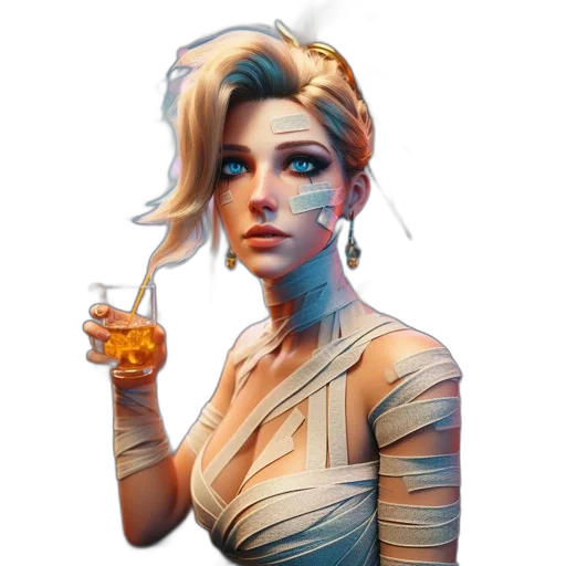 face, dress, staff, weapon, concept art, pixel art, fantasy art, cyberpunk transparent PNG cut-out
