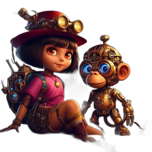 staff, concept art, fantasy art, 3d render, comic book art, young, girl, robotic transparent PNG cut-out