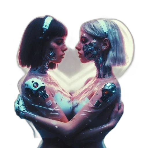 robot, mask, jewelry, concept art, comic book art, cyberpunk, pixel art, neon lights transparent PNG cut-out
