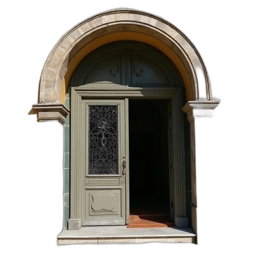 furniture, building, staff, 3d render, photorealistic, concept art, earth tones, entrance transparent PNG cut-out