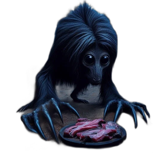 animal, creature, food, hair, concept art, photorealistic, fantasy art, 3d render transparent PNG cut-out