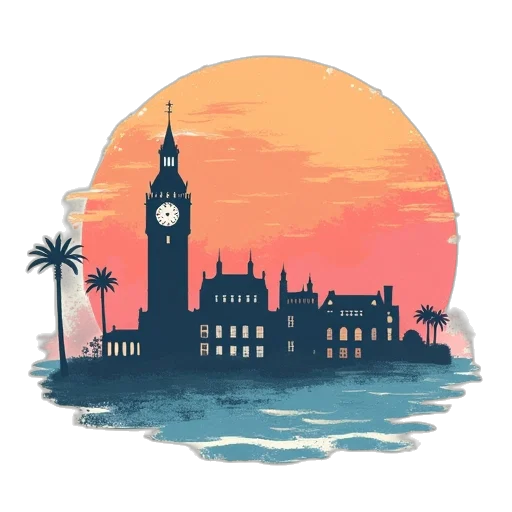 watercolor, concept art, pixel art, cartoon, sunset, beach, pastel, red transparent PNG cut-out