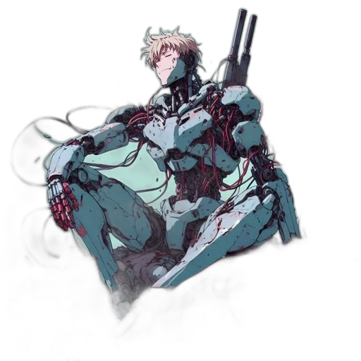 weapon, robot, sword, staff, concept art, cyberpunk, watercolor, pixel art transparent PNG cut-out