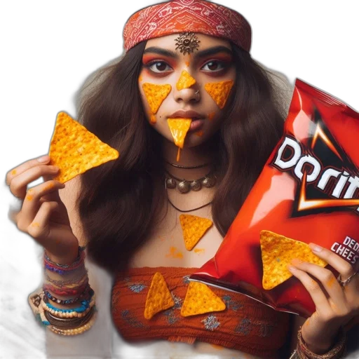 food, mask, animal, hat, photorealistic, young, woman, bohemian transparent PNG cut-out