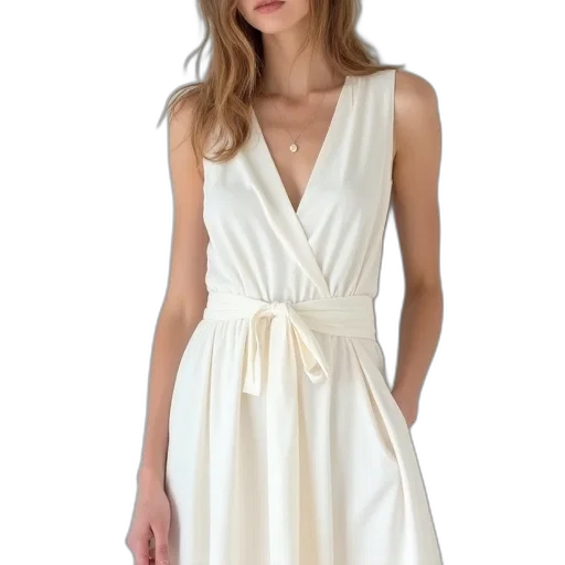 dress, monochrome, earth tones, model, wearing, white, wrap, belt transparent PNG cut-out