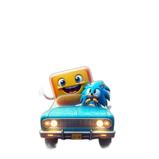 car, robot, concept art, 3d render, pixel art, fire, rainy, city transparent PNG cut-out