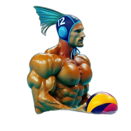 animal, vaporwave, 3d render, photorealistic, concept art, underwater, muscular, man transparent PNG cut-out