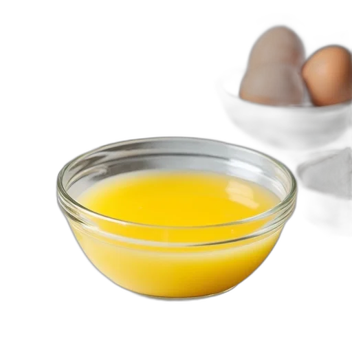 food, 3d render, photorealistic, glass, bowl, filled, melted, butter transparent PNG cut-out