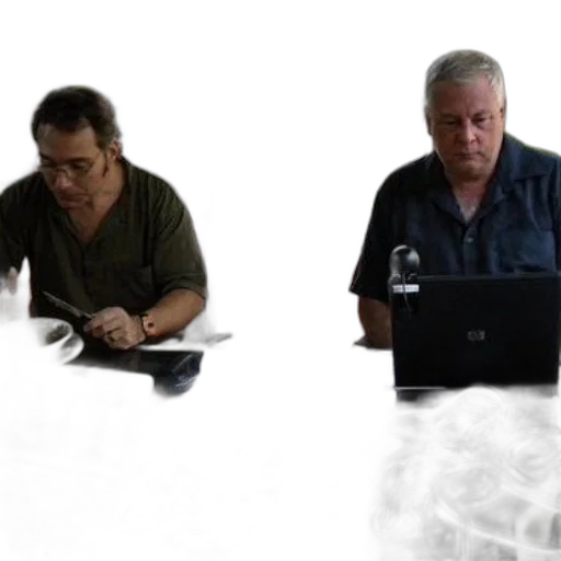 staff, underwater, outer space, fire, two, men, sit, table transparent PNG cut-out