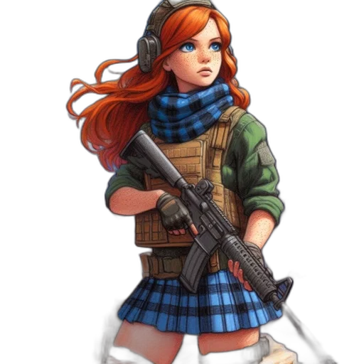 weapon, jacket, concept art, pixel art, comic book art, fantasy art, woman, red transparent PNG cut-out