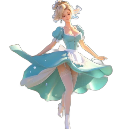 dress, staff, crown, concept art, fantasy art, pixel art, 3d render, underwater transparent PNG cut-out