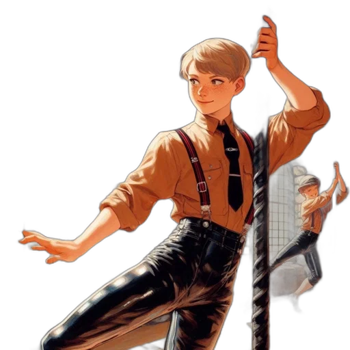 staff, jacket, sword, weapon, concept art, comic book art, cartoon, pixel art transparent PNG cut-out