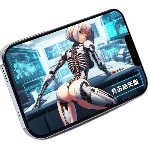 robot, weapon, cyberpunk, concept art, anime, vaporwave, angled, shot transparent PNG cut-out