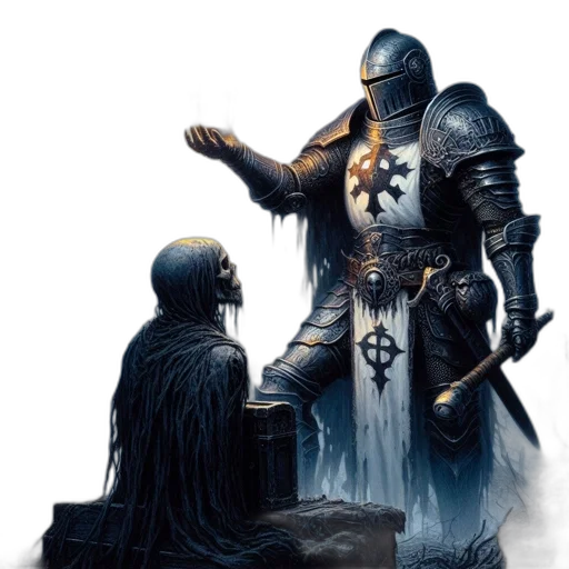sword, weapon, crown, concept art, fantasy art, comic book art, fire, gloomy transparent PNG cut-out