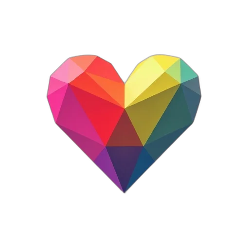 pixel art, 3d render, colorful, neon, pastel, dark, geometric, heart-shaped transparent PNG cut-out