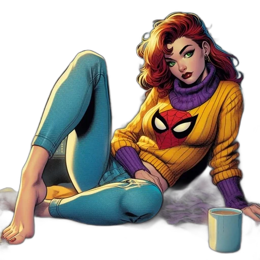 comic book art, concept art, cartoon, pixel art, colorful, female, character, vibrant transparent PNG cut-out