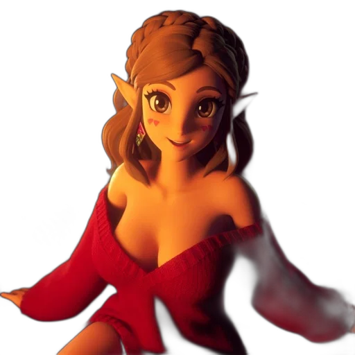 dress, staff, crown, 3d render, concept art, fantasy art, pixel art, red transparent PNG cut-out
