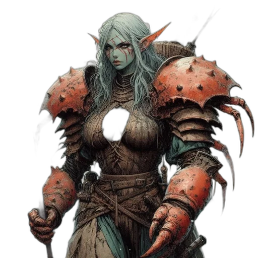 fantasy art, concept art, comic book art, watercolor, earth tones, armored, figure, resembling transparent PNG cut-out